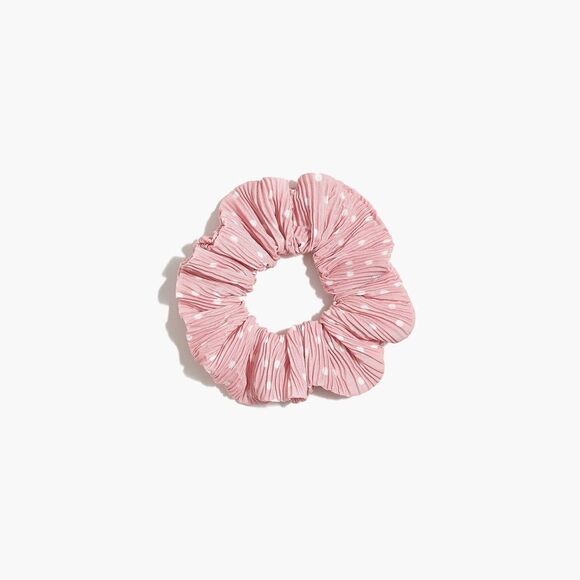 J Crew Factory Crinkle Pink White Dot Scrunchie - Picture 1 of 3